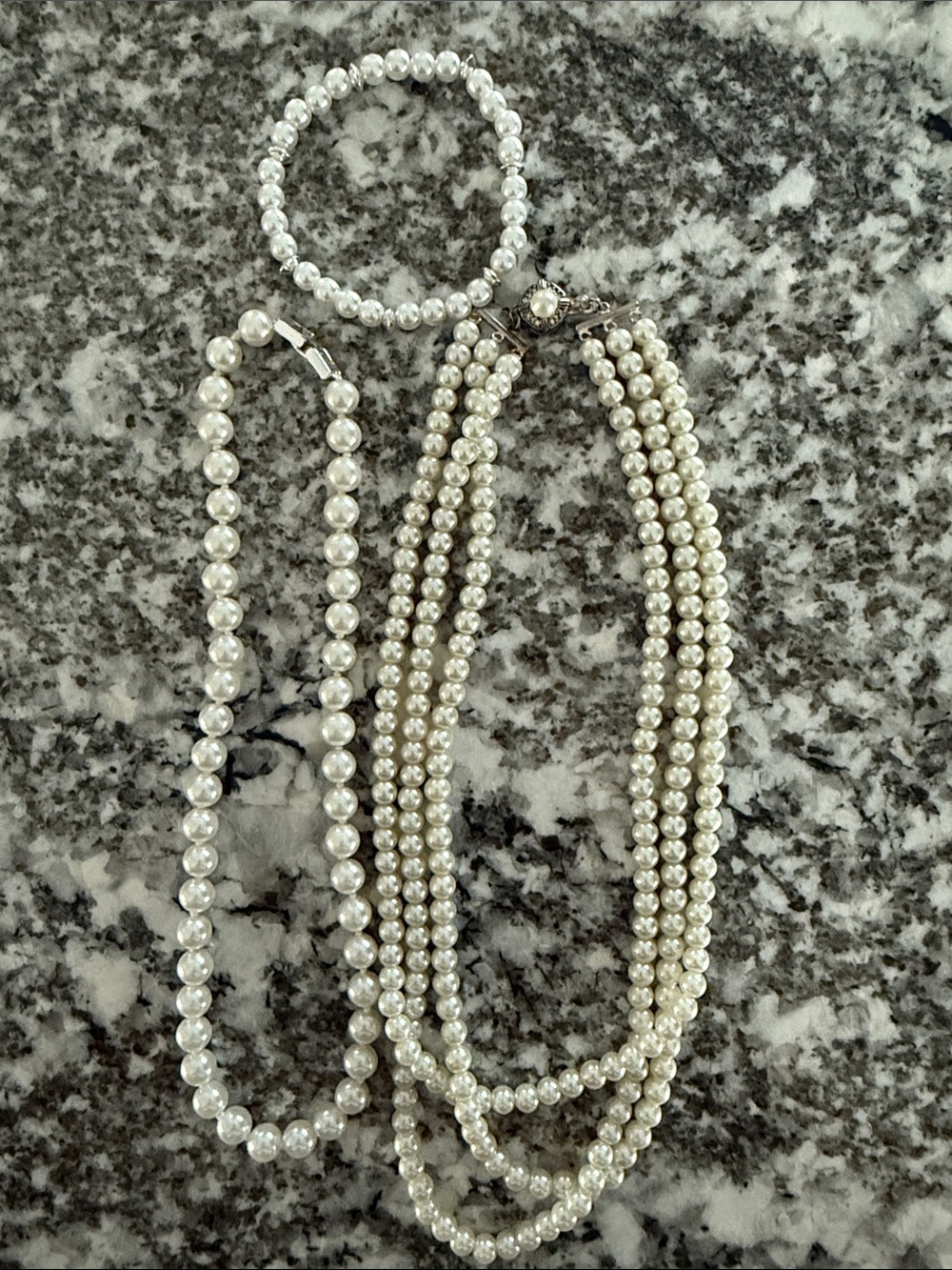 Timeless White Faux Pearl Multi-Strand Necklace Set